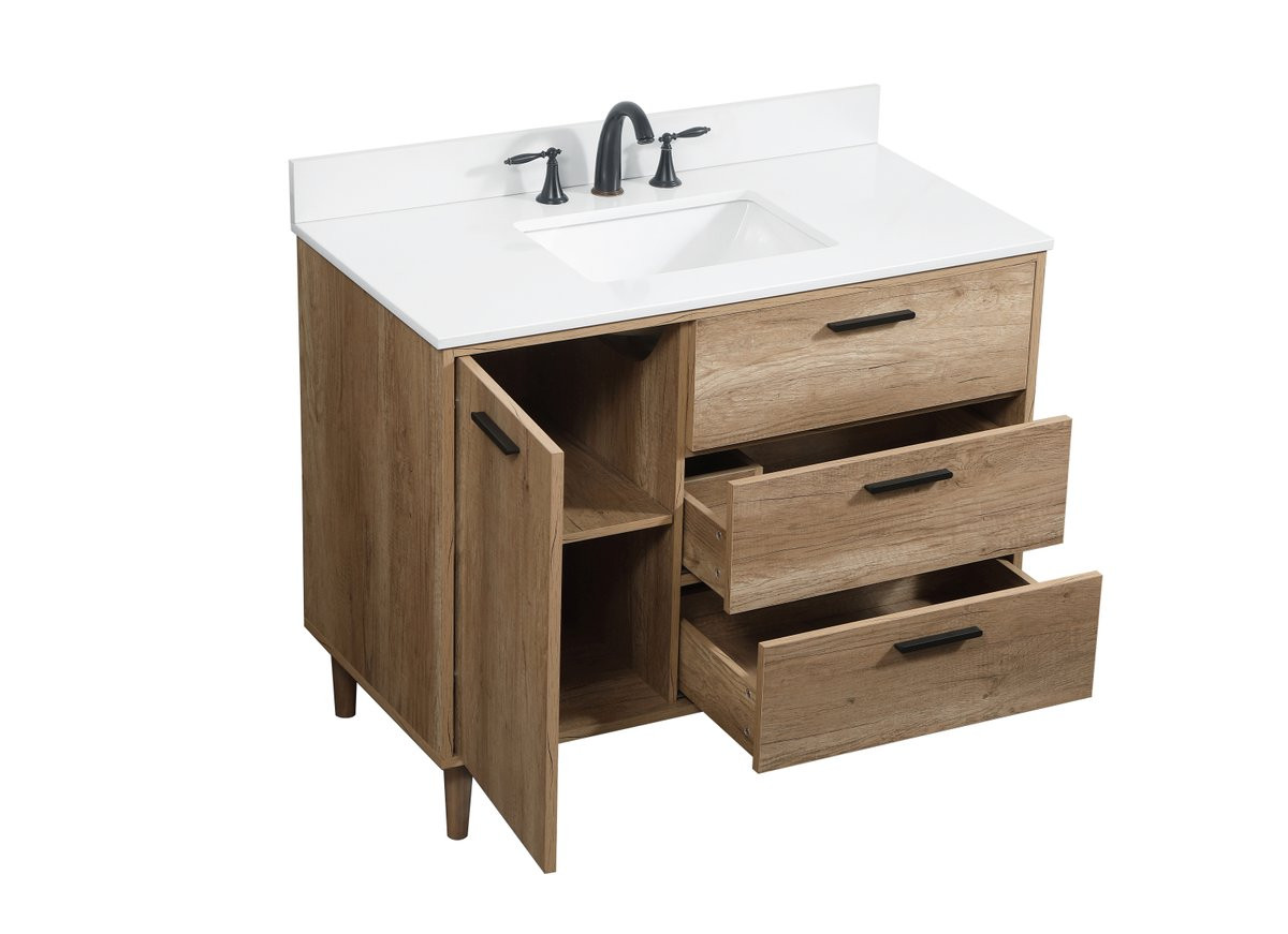 Elegant Decor VF47042NT-BS 42 inch single bathroom vanity in natural oak with backsplash