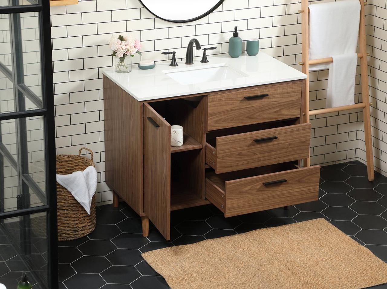 Elegant Decor VF47042WB 42 inch single bathroom vanity in walnut brown