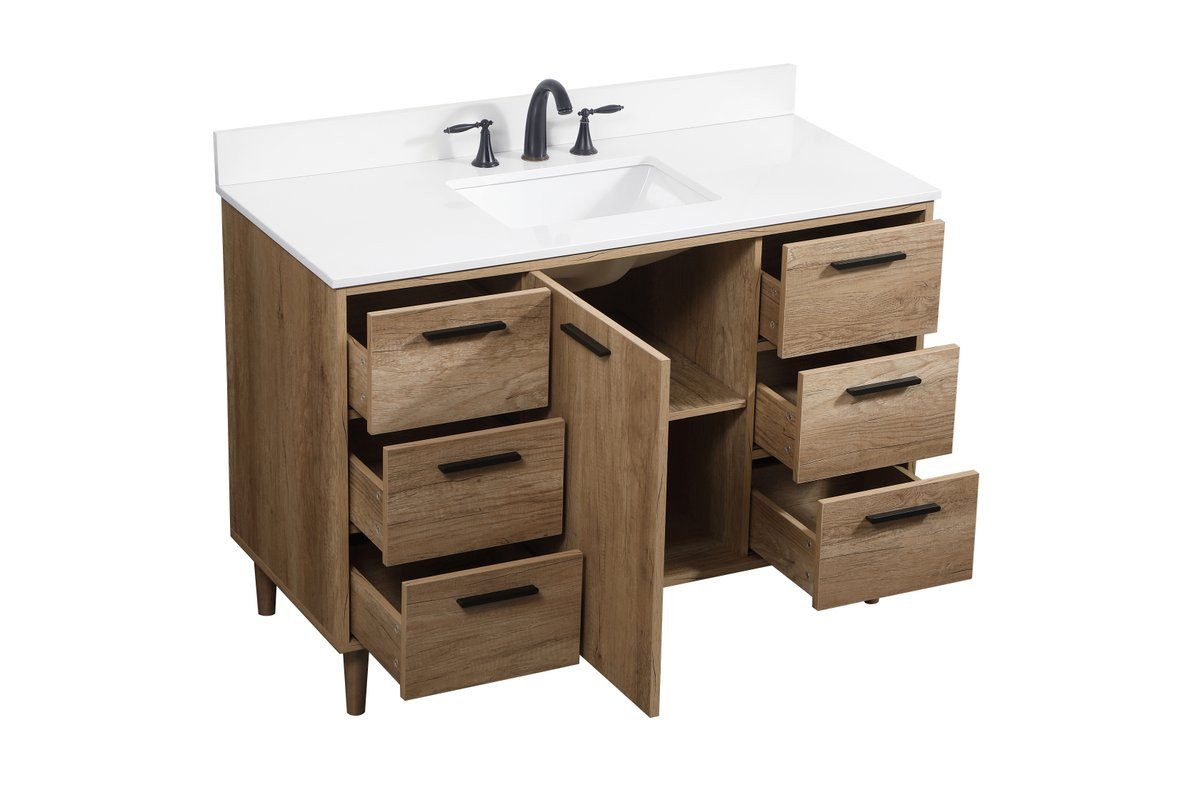 Elegant Decor VF47048NT-BS 48 inch single bathroom vanity in natural oak with backsplash
