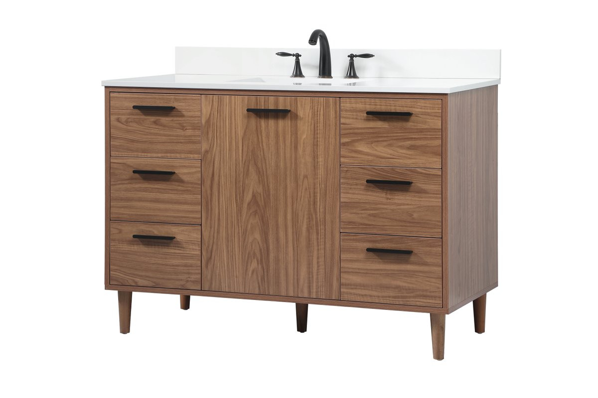 Elegant Decor VF47048WB-BS 48 inch single bathroom vanity in walnut brown with backsplash