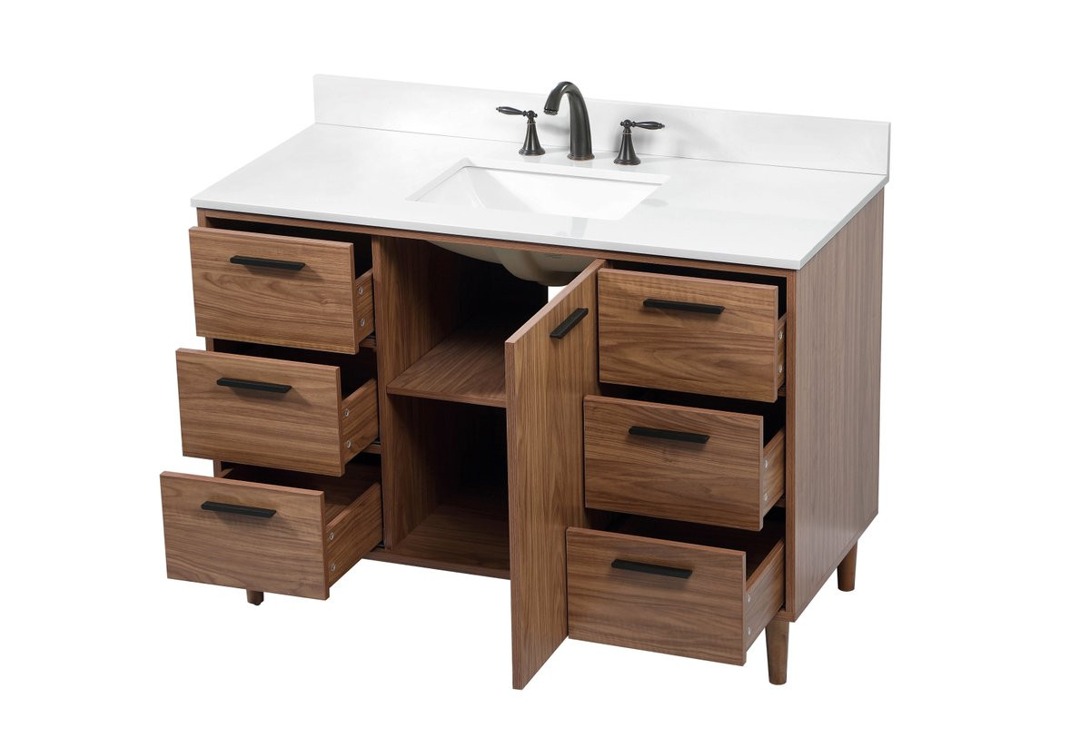 Elegant Decor VF47048WB-BS 48 inch single bathroom vanity in walnut brown with backsplash