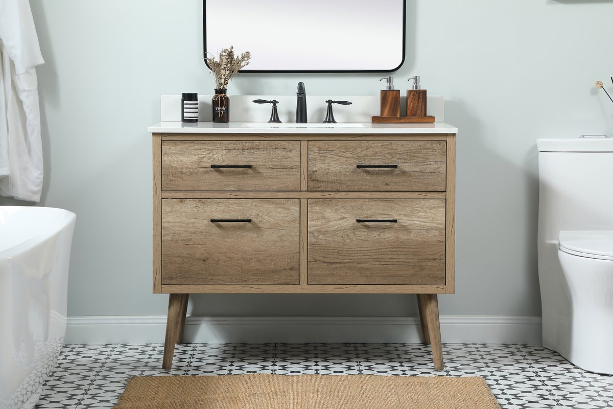 Elegant Decor VF41042NT-BS 42 inch single bathroom vanity in natural oak with backsplash
