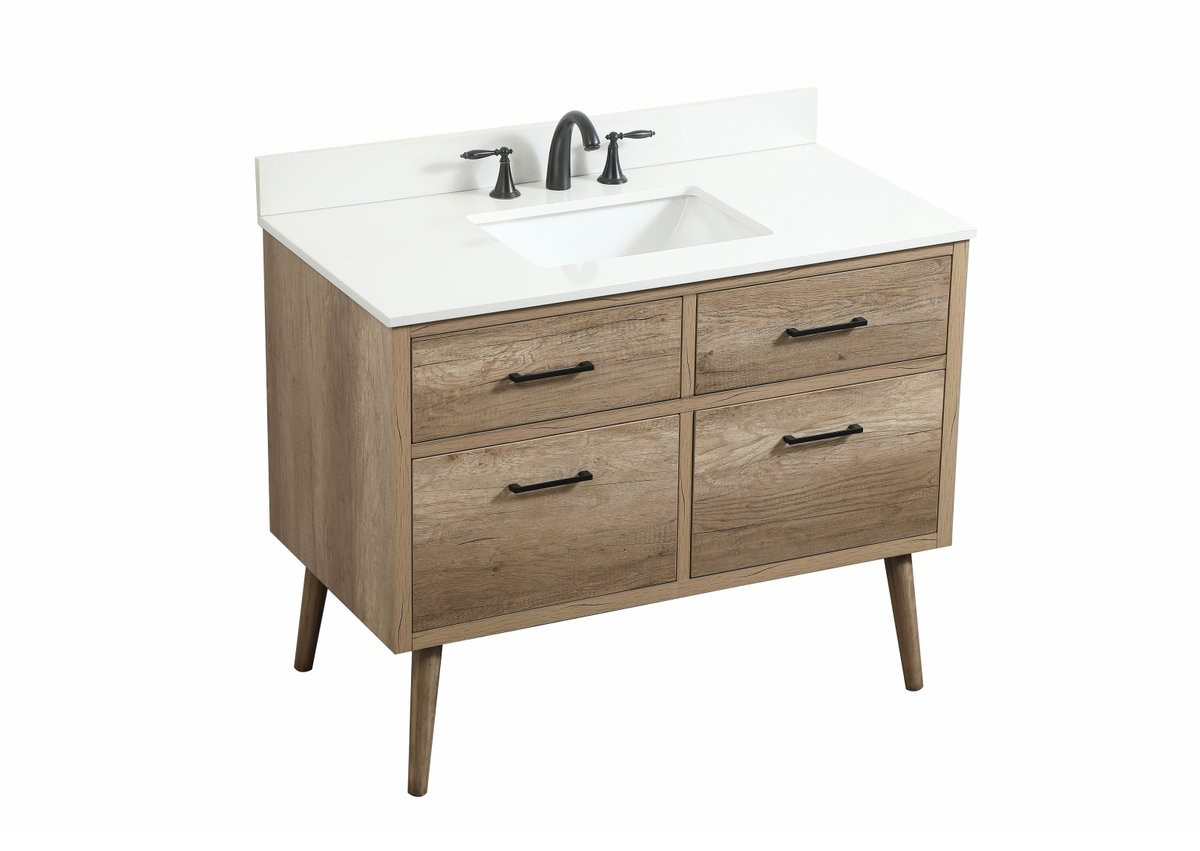 Elegant Decor VF41042NT-BS 42 inch single bathroom vanity in natural oak with backsplash