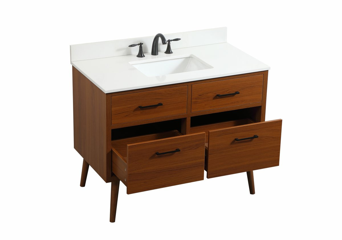 Elegant Decor VF41042MTK-BS 42 inch single bathroom vanity in teak with backsplash