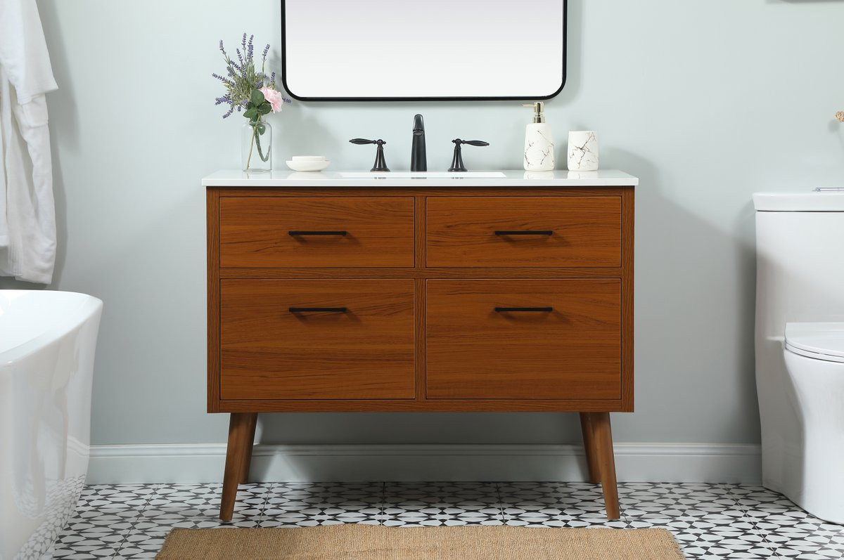 Elegant Decor VF41042MTK 42 inch single bathroom vanity in teak