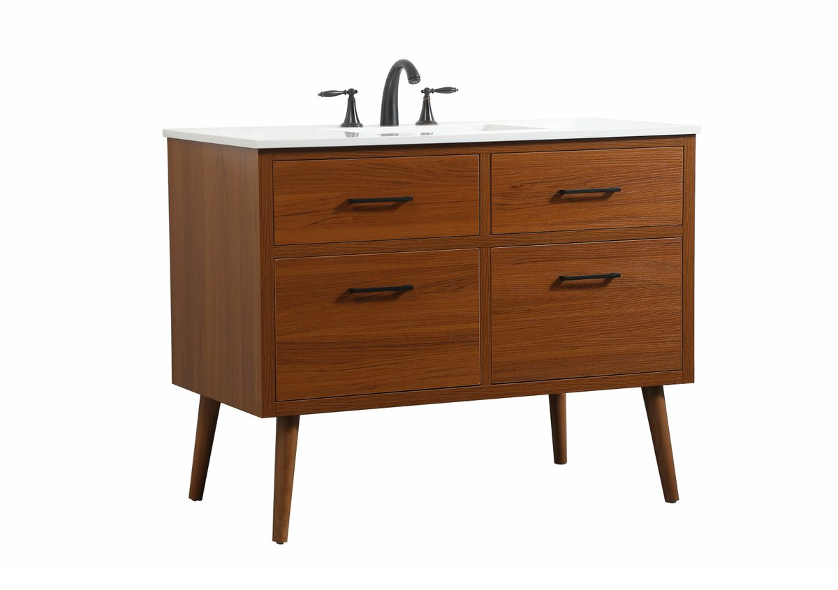 Elegant Decor VF41042MTK 42 inch single bathroom vanity in teak