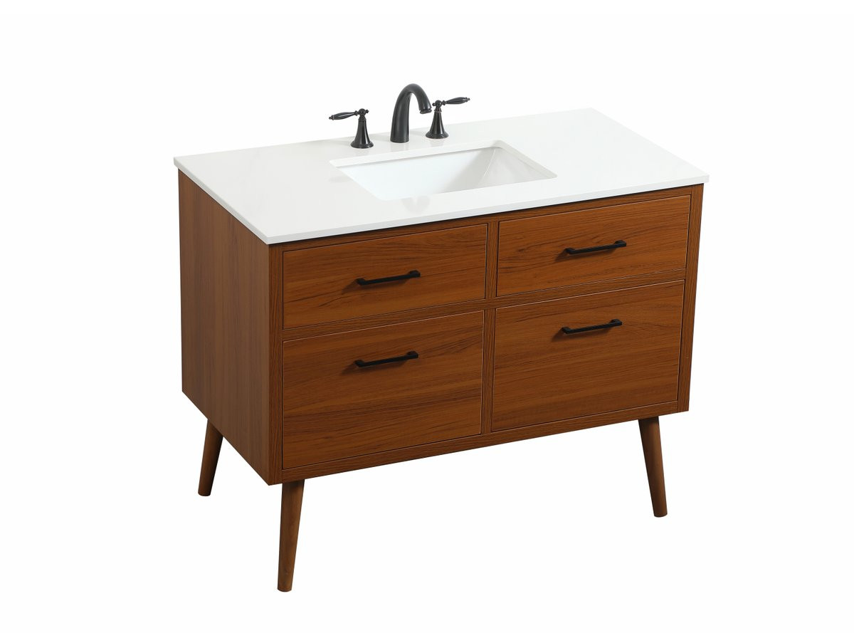 Elegant Decor VF41042MTK 42 inch single bathroom vanity in teak