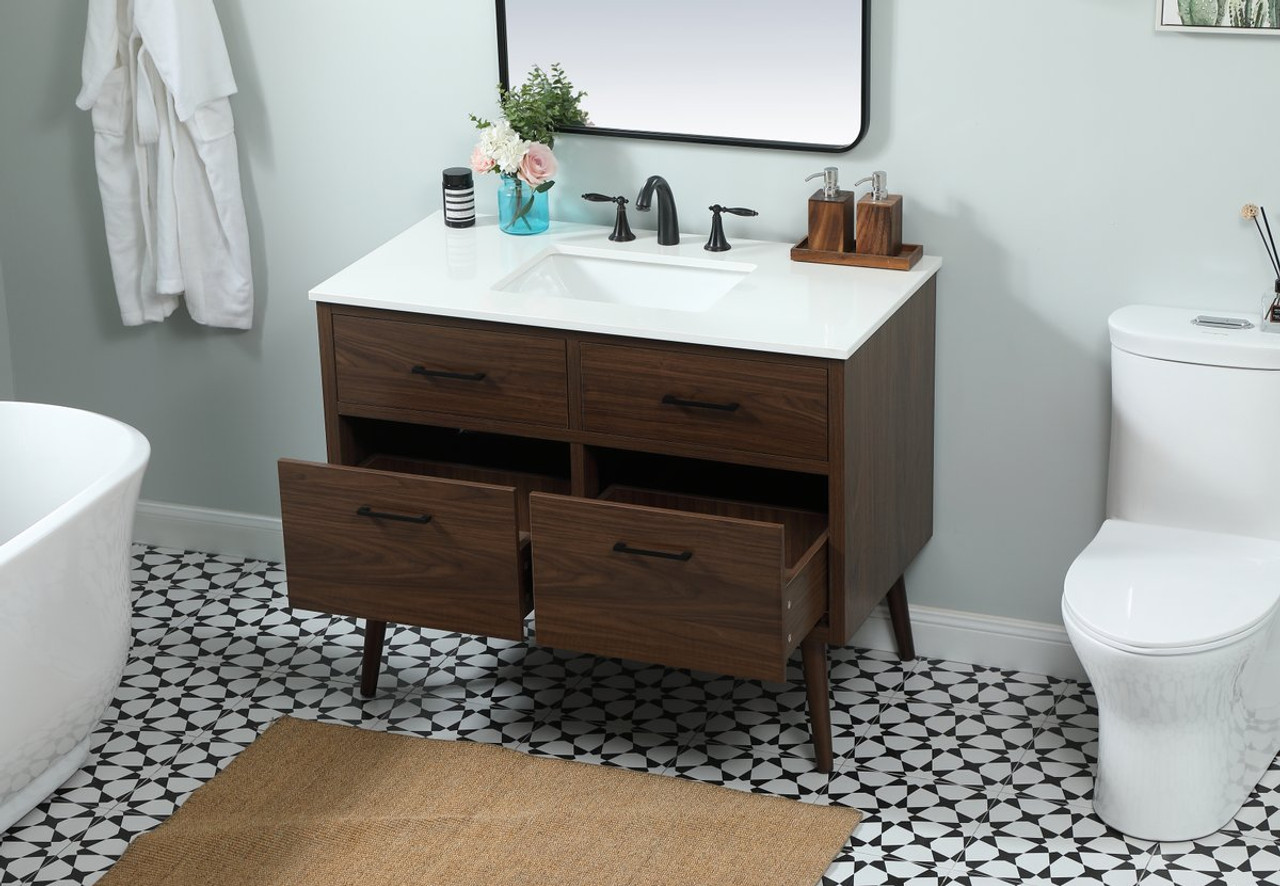 Elegant Decor VF41042MWT 42 inch single bathroom vanity in walnut Elegant Decor VF41042MWT 42 inch single bathroom vanity in walnut