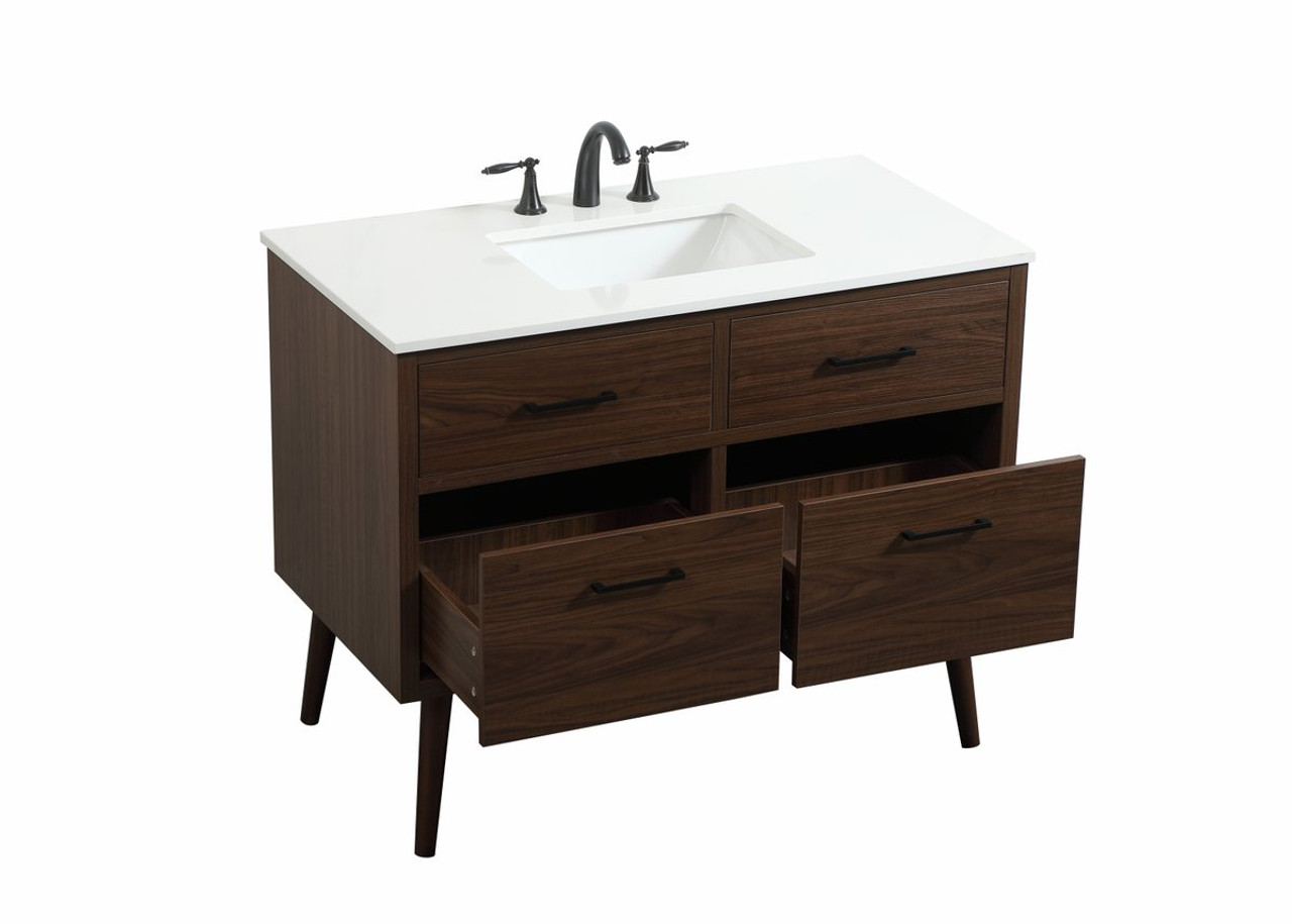 Elegant Decor VF41042MWT 42 inch single bathroom vanity in walnut Elegant Decor VF41042MWT 42 inch single bathroom vanity in walnut