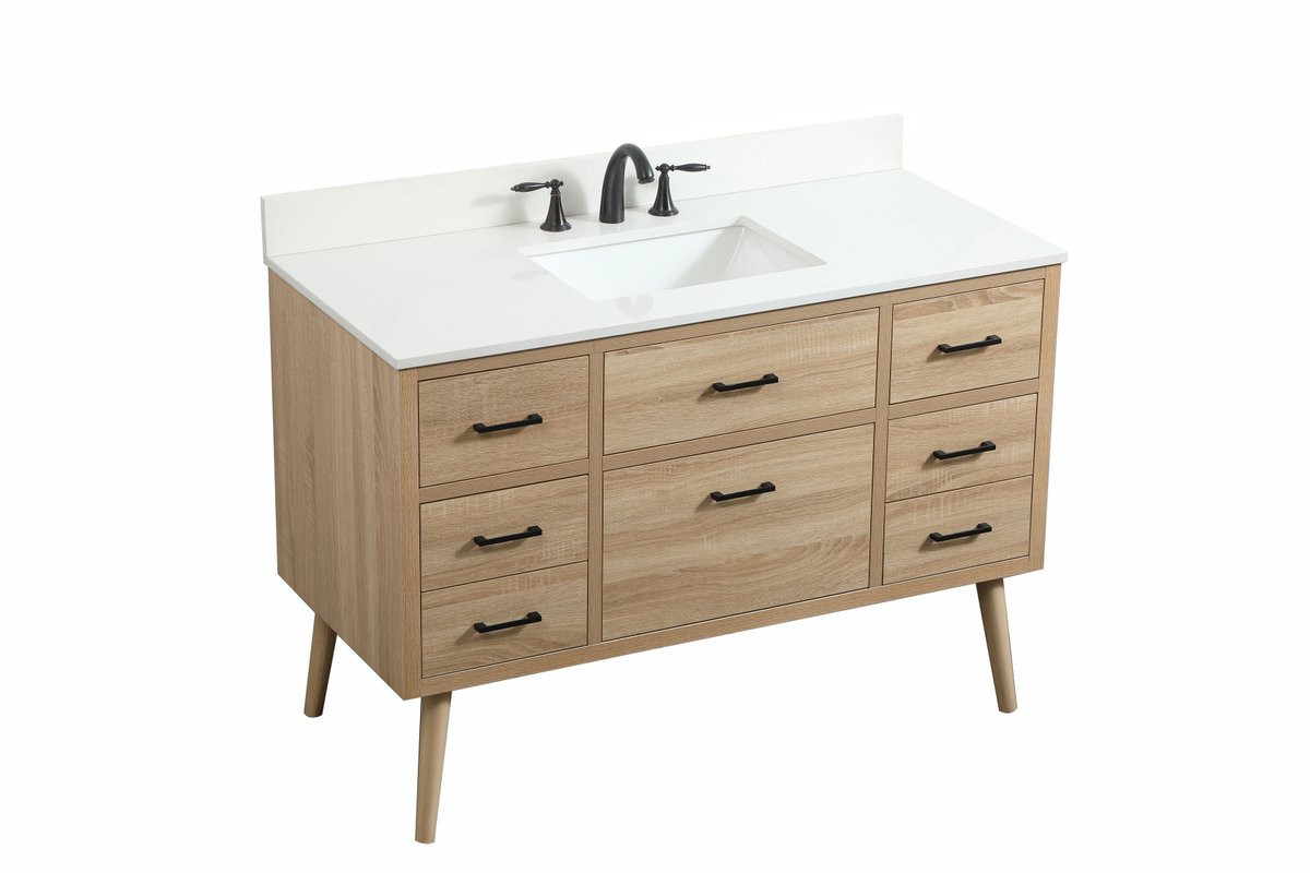 Elegant Decor VF41048MW-BS 48 inch single bathroom vanity in mango wood with backsplash