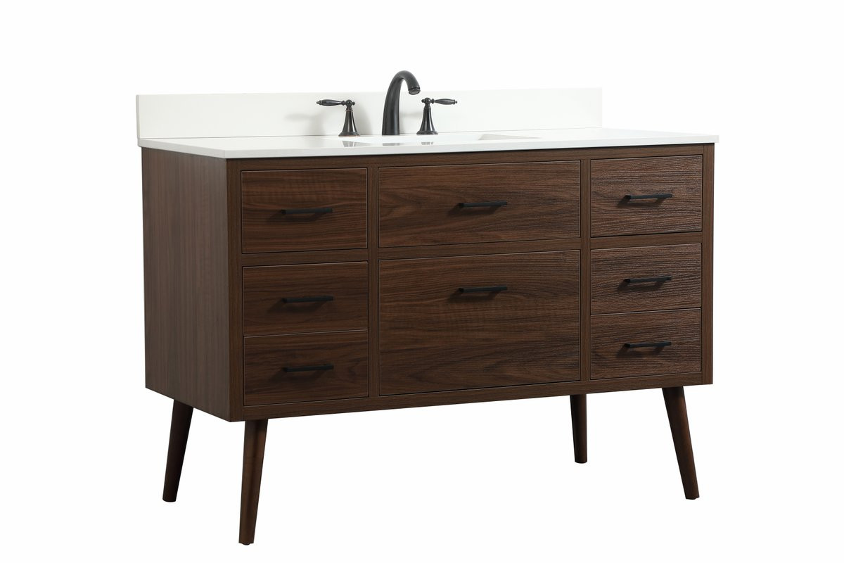 Elegant Decor VF41048MWT-BS 48 inch single bathroom vanity in walnut with backsplash