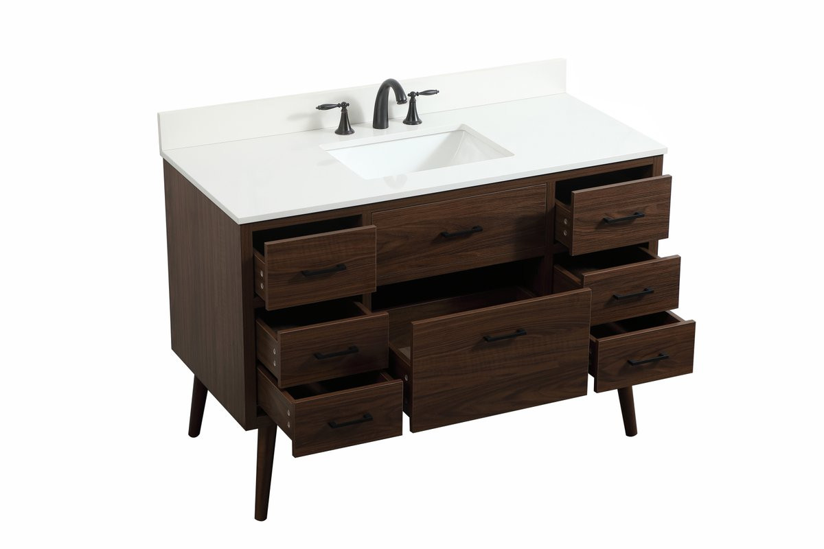 Elegant Decor VF41048MWT-BS 48 inch single bathroom vanity in walnut with backsplash