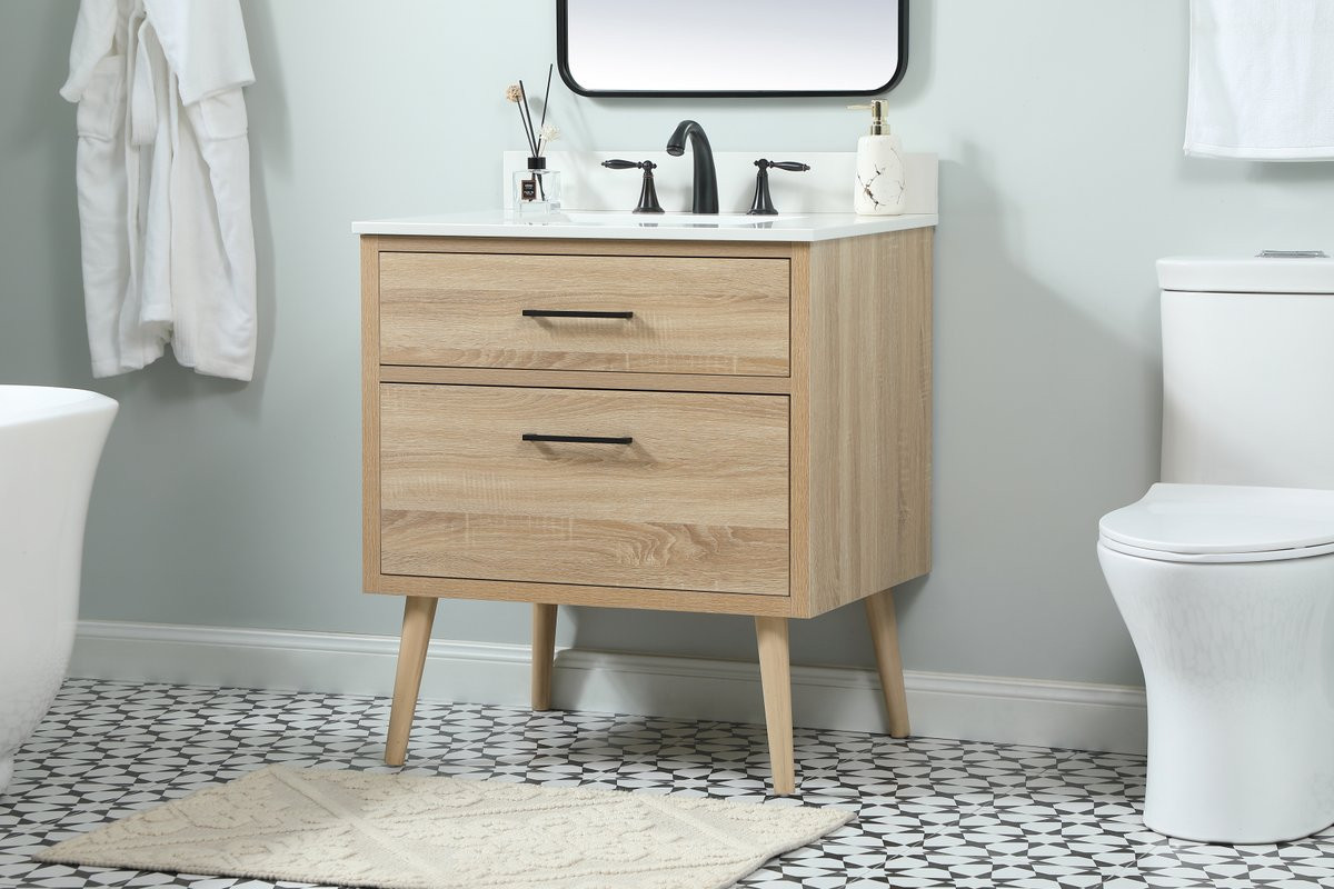 Elegant Decor VF41030MW-BS 30 inch single bathroom vanity in mango wood with backsplash