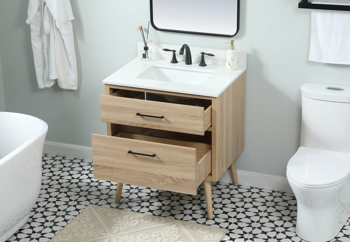 Elegant Decor VF41030MW-BS 30 inch single bathroom vanity in mango wood with backsplash