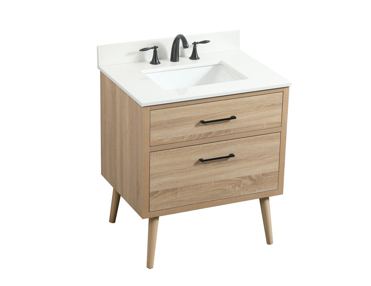 Elegant Decor VF41030MW-BS 30 inch single bathroom vanity in mango wood with backsplash