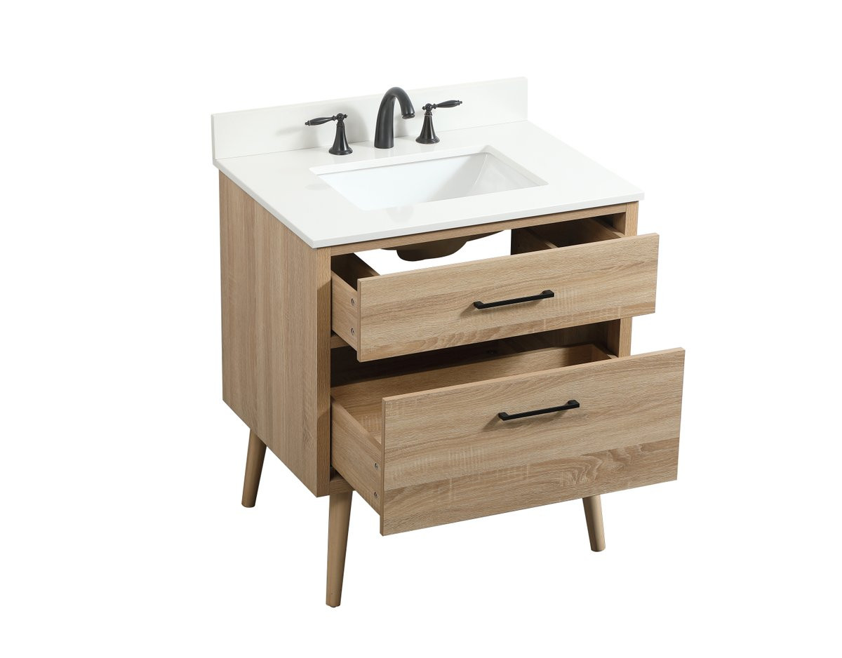 Elegant Decor VF41030MW-BS 30 inch single bathroom vanity in mango wood with backsplash