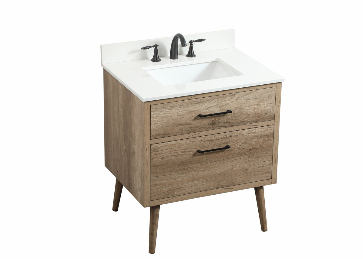 Elegant Decor VF41030NT-BS 30 inch single bathroom vanity in natural oak with backsplash
