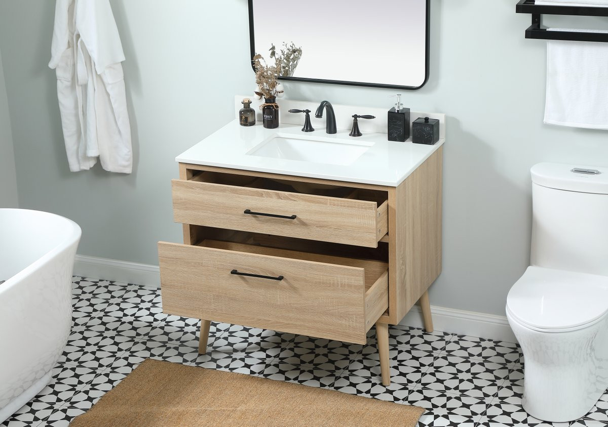 Elegant Decor VF41036MW-BS 36 inch single bathroom vanity in mango wood with backsplash