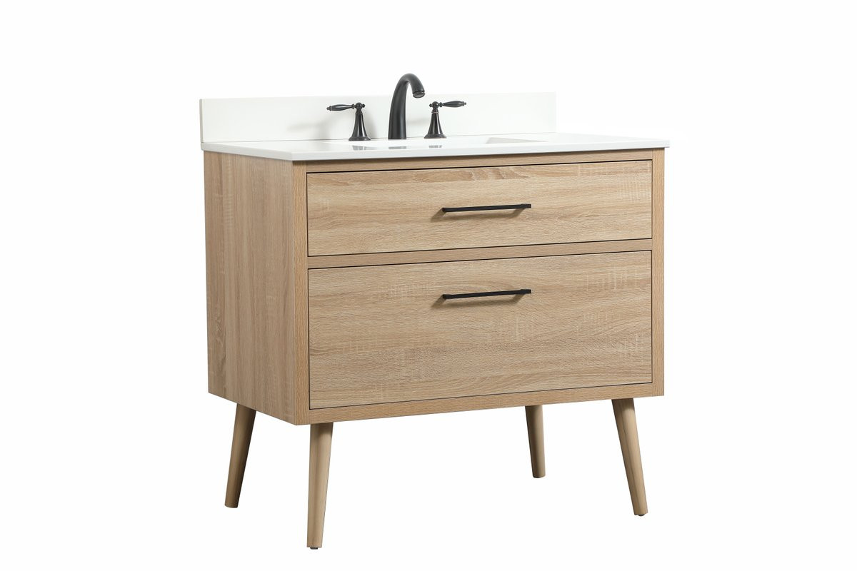 Elegant Decor VF41036MW-BS 36 inch single bathroom vanity in mango wood with backsplash