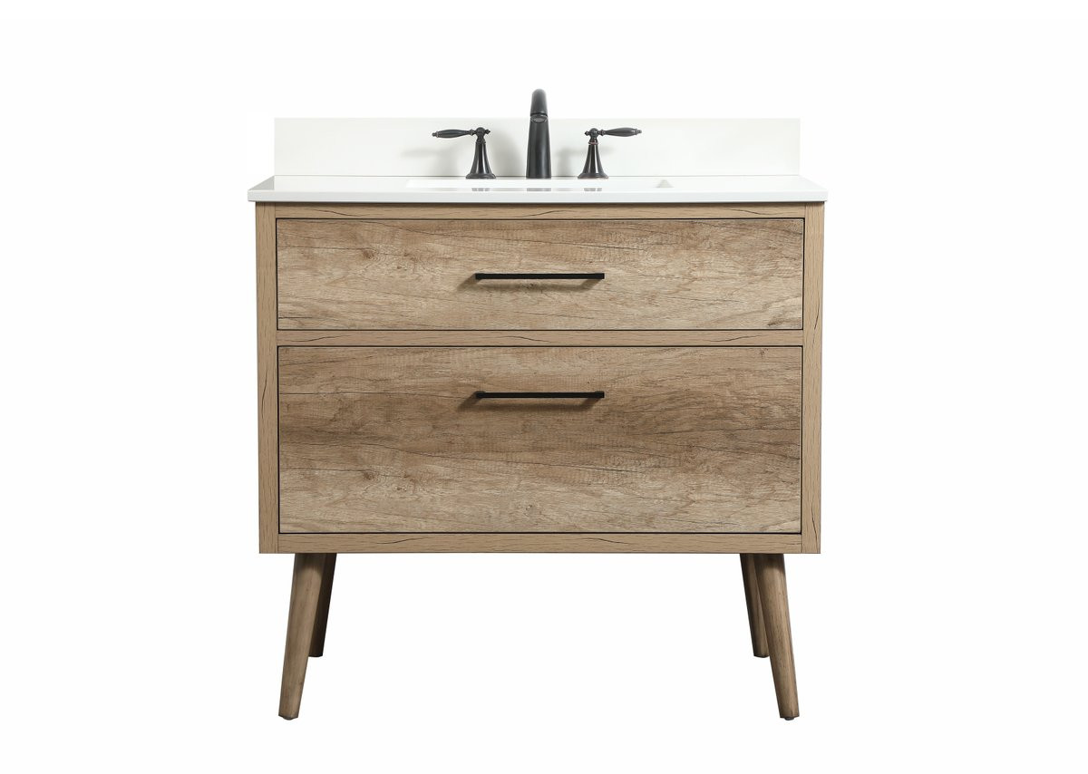 Elegant Decor VF41036NT-BS 36 inch single bathroom vanity in natural oak with backsplash