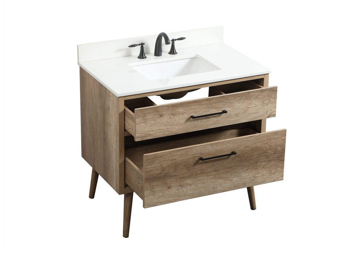 Elegant Decor VF41036NT-BS 36 inch single bathroom vanity in natural oak with backsplash