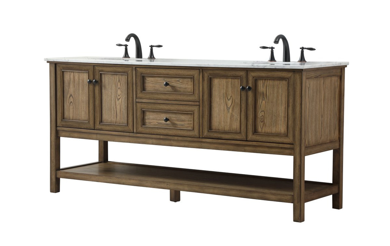 Elegant Decor VF27072DDW 72 inch double bathroom vanity in driftwood Elegant Decor VF27072DDW 72 inch double bathroom vanity in driftwood