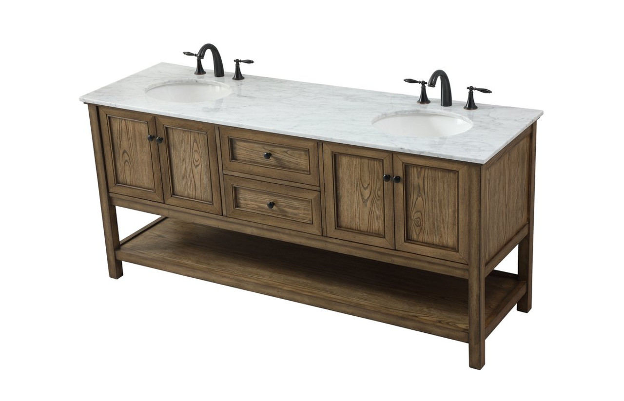 Elegant Decor VF27072DDW 72 inch double bathroom vanity in driftwood Elegant Decor VF27072DDW 72 inch double bathroom vanity in driftwood