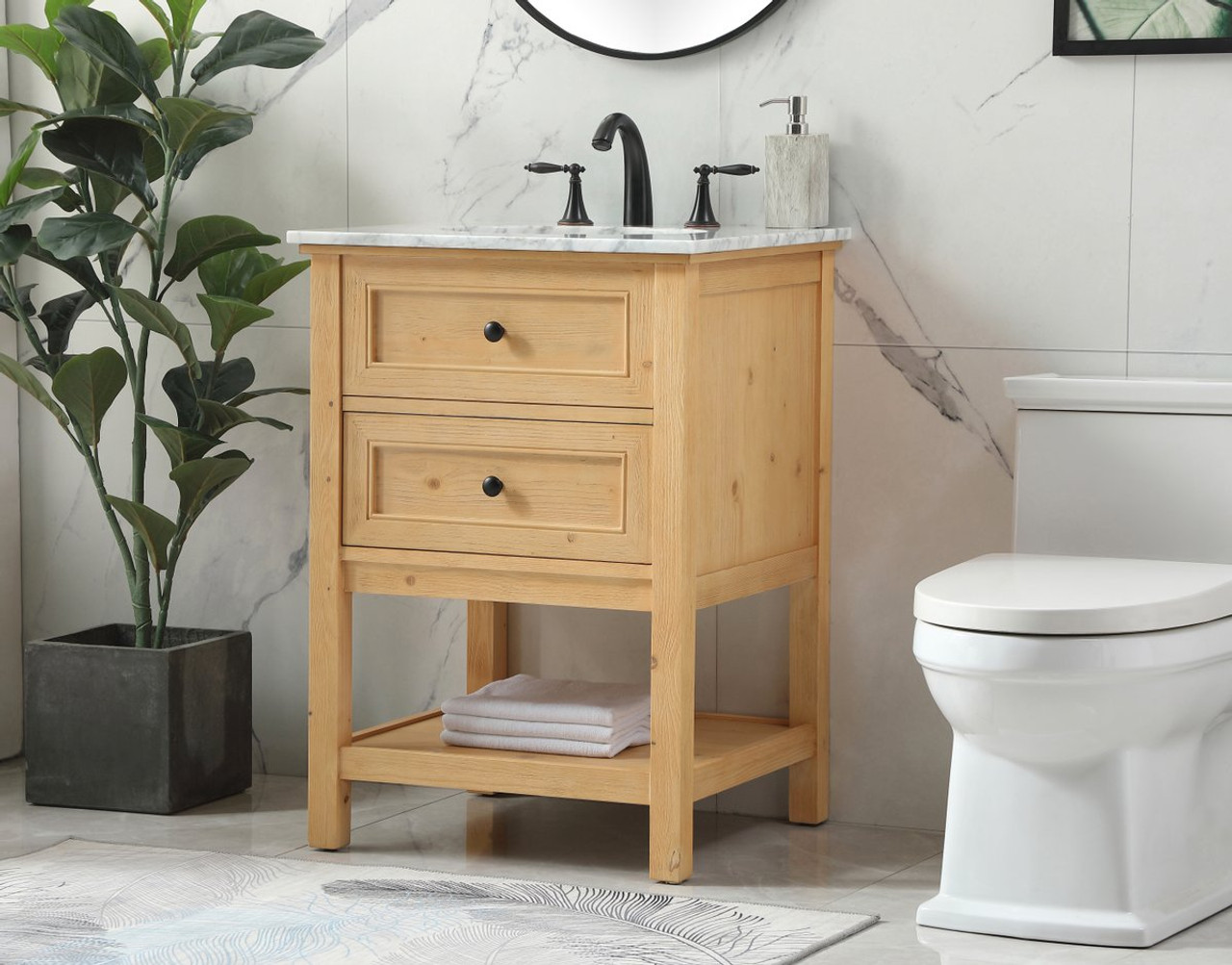 Elegant Decor VF27024NW 24 inch single bathroom vanity in natural wood Elegant Decor VF27024NW 24 inch single bathroom vanity in natural wood
