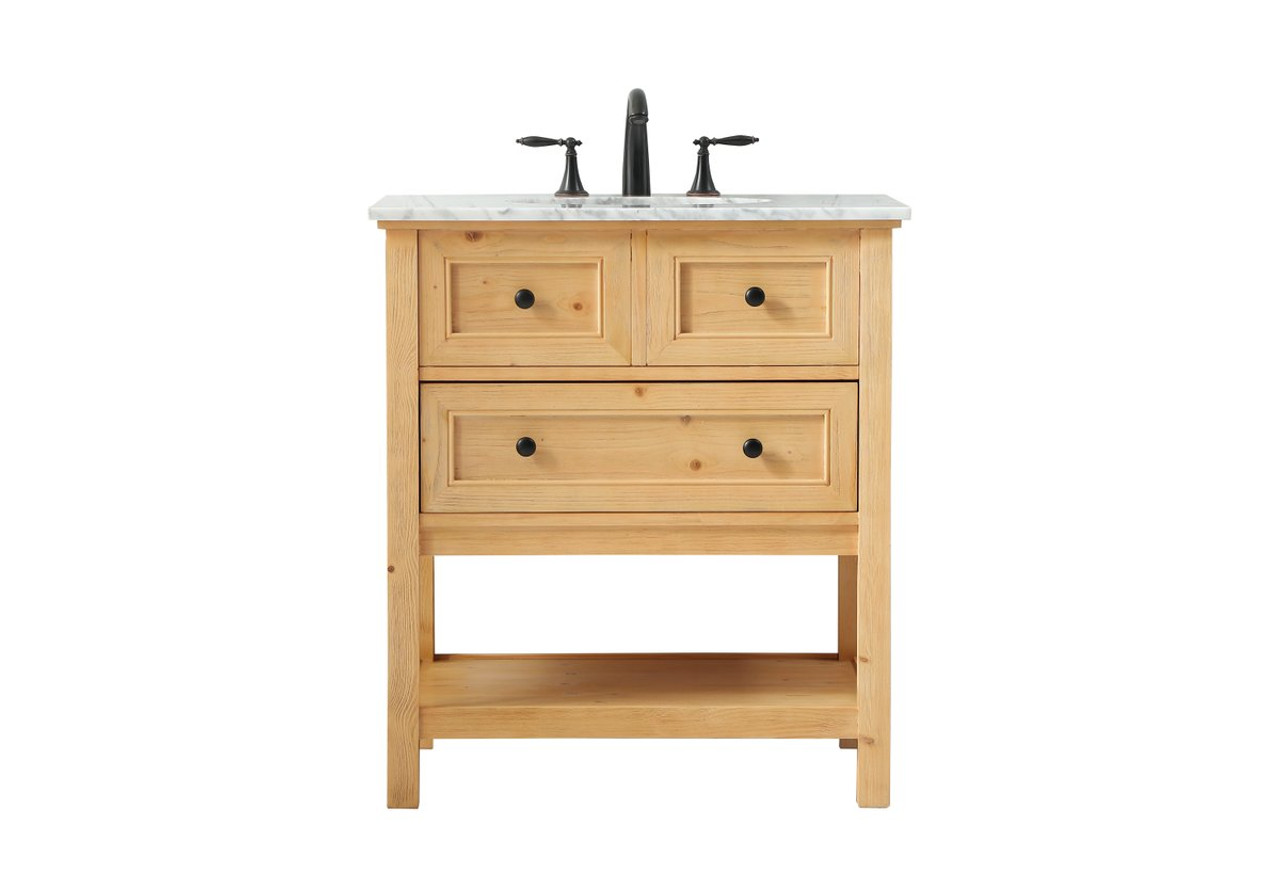 Elegant Decor VF27030NW 30 inch single bathroom vanity in natural wood