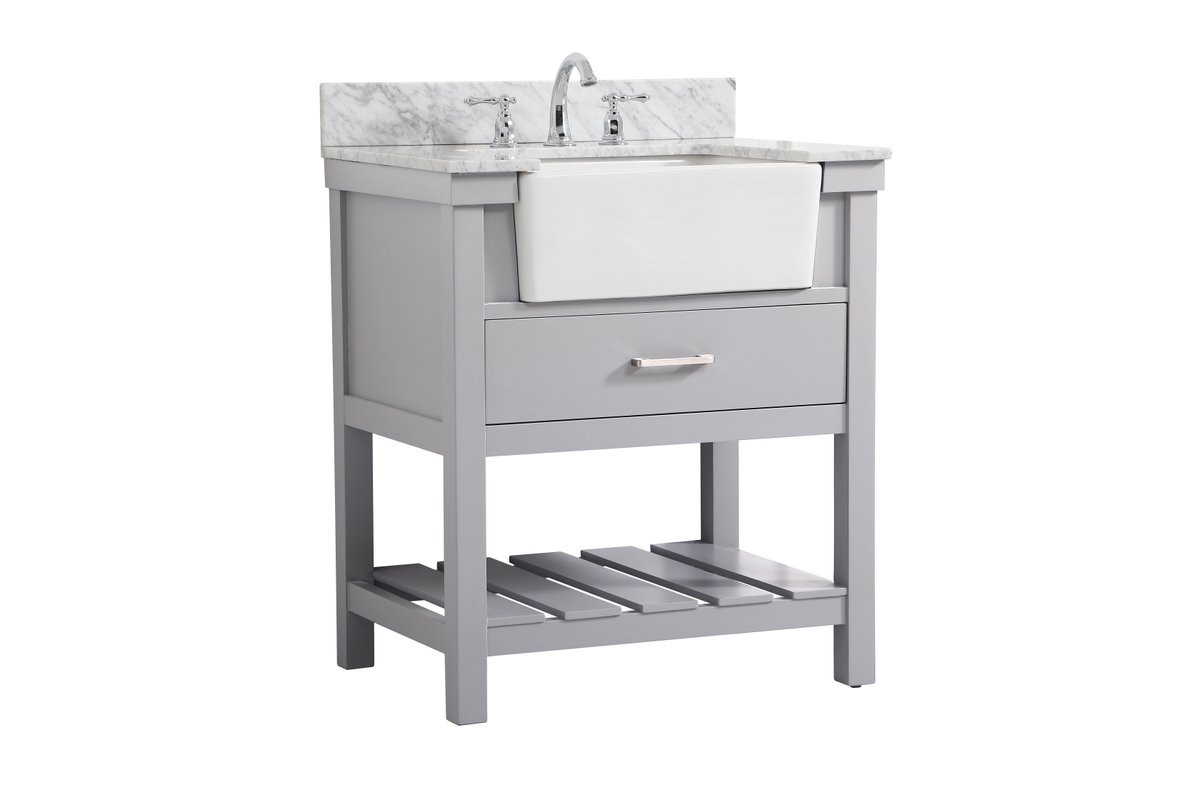 Elegant Decor VF60130BK-BS 30 inch single bathroom vanity in black with backsplash