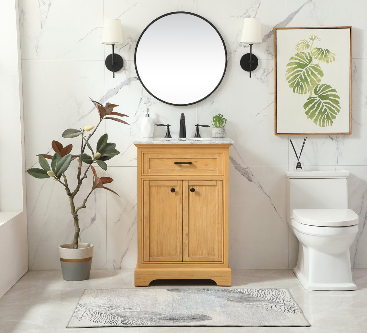 Elegant Decor VF15024NW 24 inch single bathroom vanity in natural wood Elegant Decor VF15024NW 24 inch single bathroom vanity in natural wood