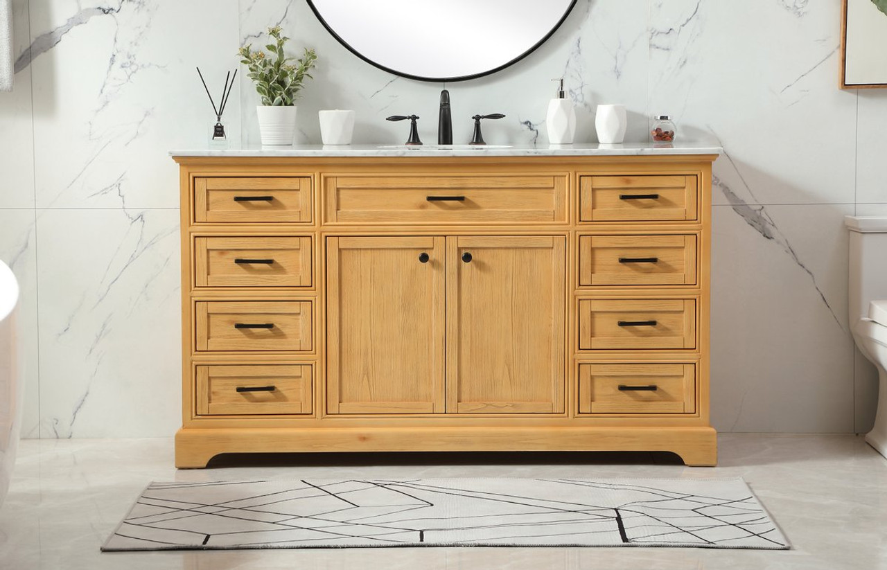 Elegant Decor VF15060NW 60 inch single bathroom vanity in natural wood Elegant Decor VF15060NW 60 inch single bathroom vanity in natural wood