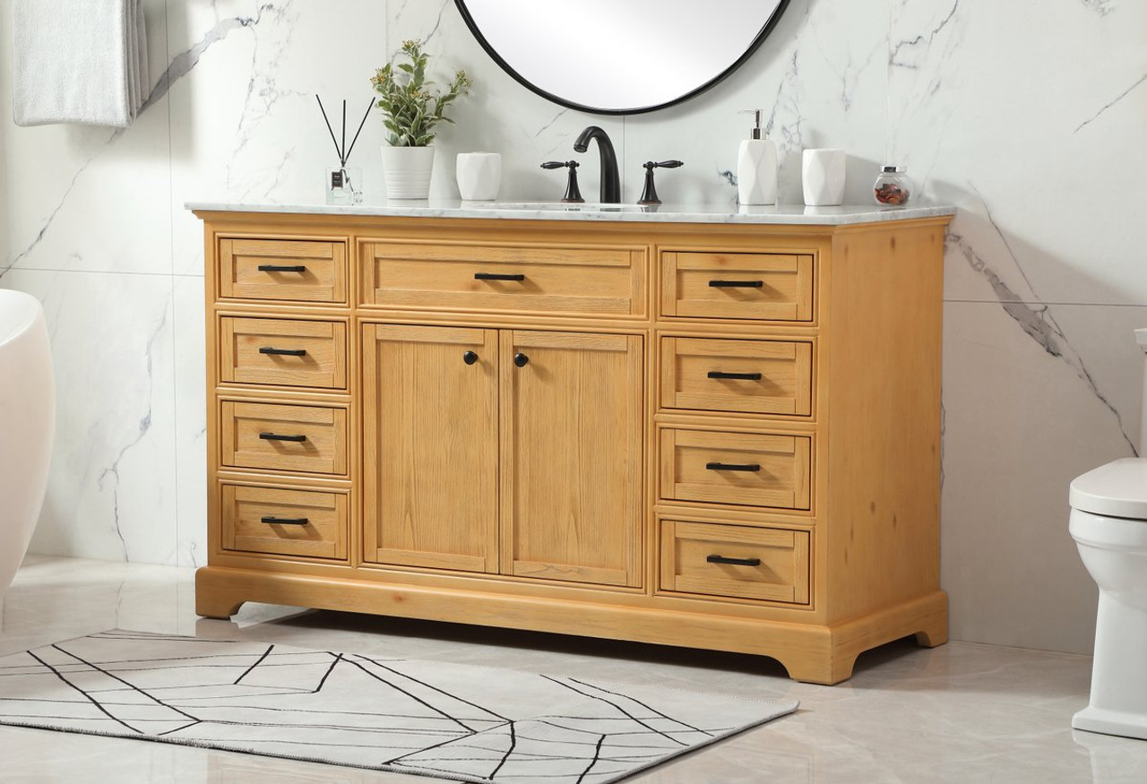 Elegant Decor VF15060NW 60 inch single bathroom vanity in natural wood Elegant Decor VF15060NW 60 inch single bathroom vanity in natural wood