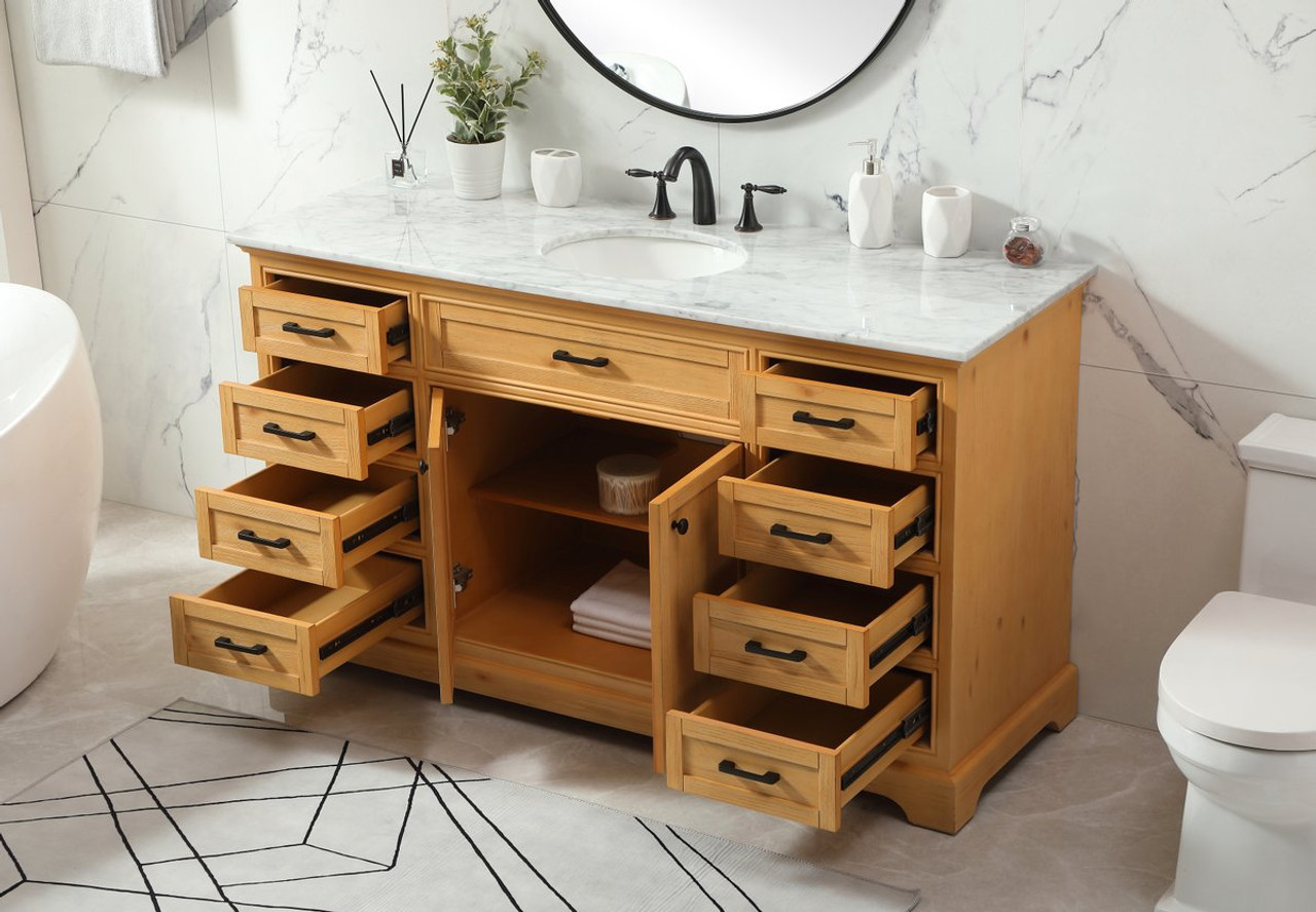 Elegant Decor VF15060NW 60 inch single bathroom vanity in natural wood Elegant Decor VF15060NW 60 inch single bathroom vanity in natural wood