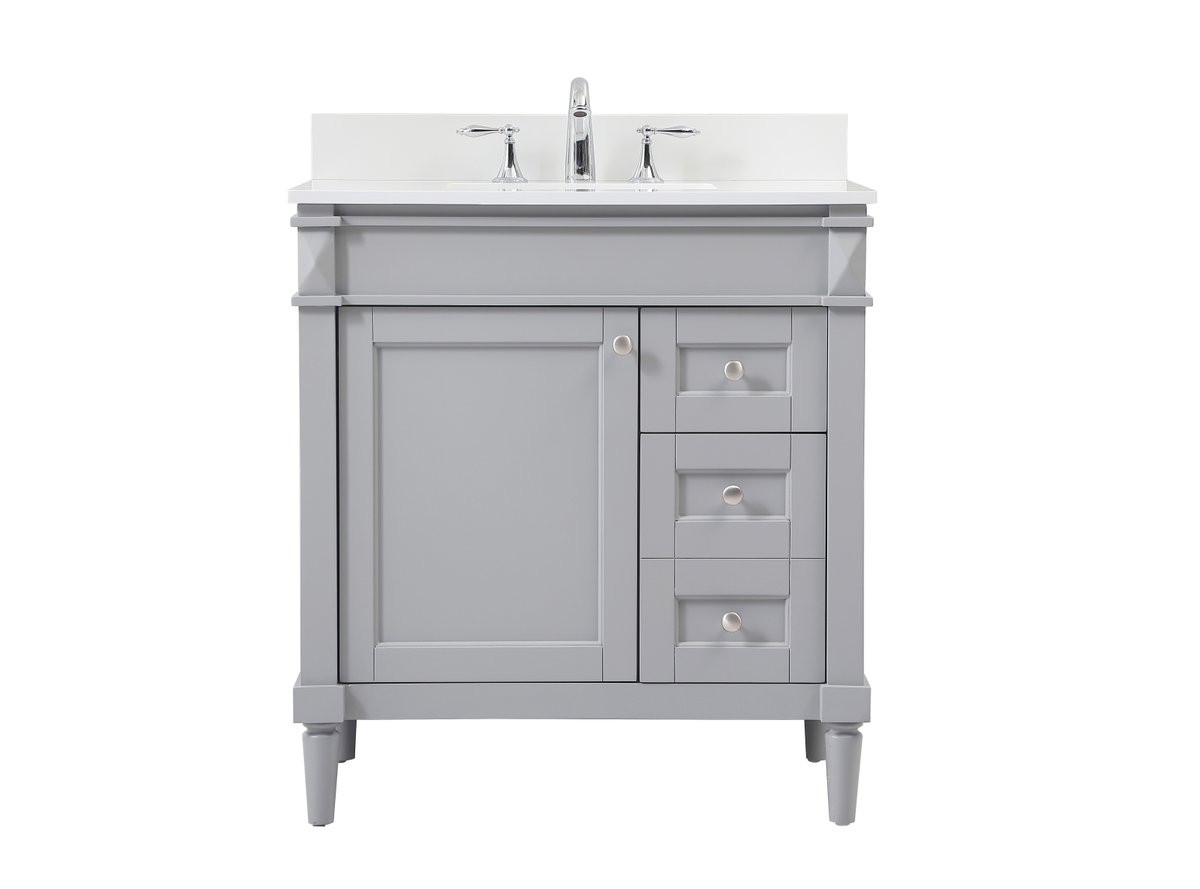 Elegant Decor VF31832GR-BS 32 inch single bathroom vanity in grey with backsplash