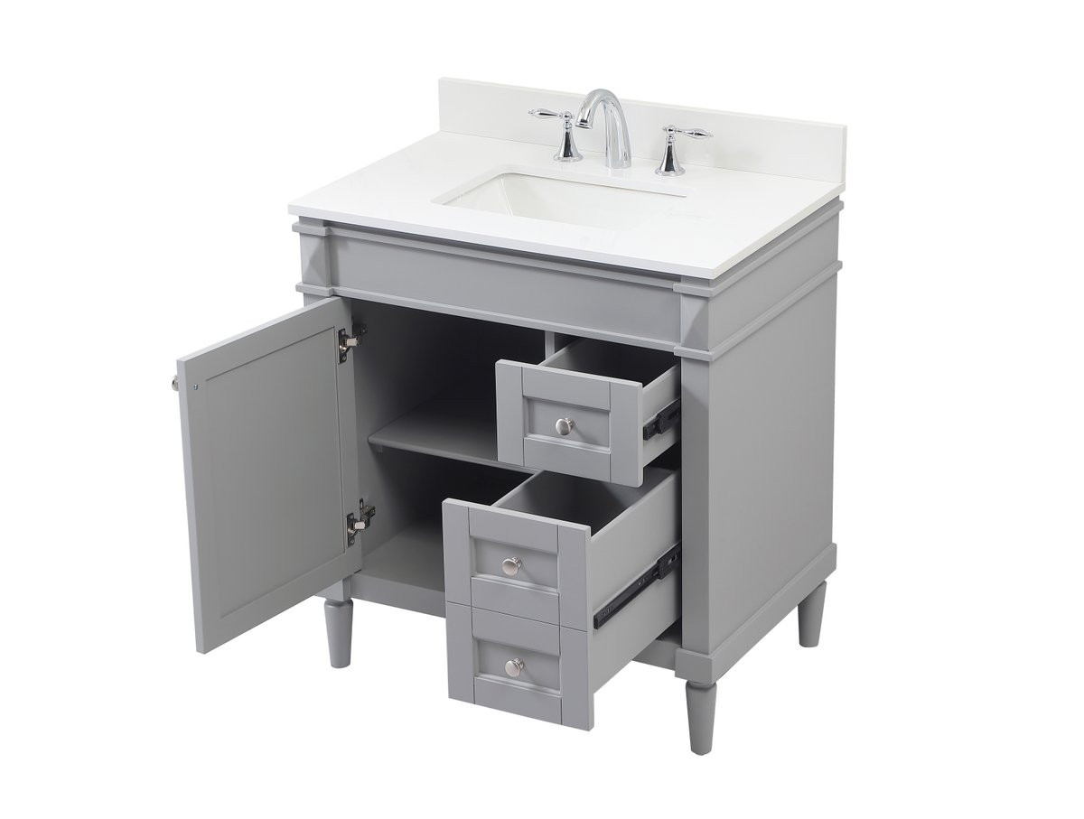 Elegant Decor VF31832GR-BS 32 inch single bathroom vanity in grey with backsplash