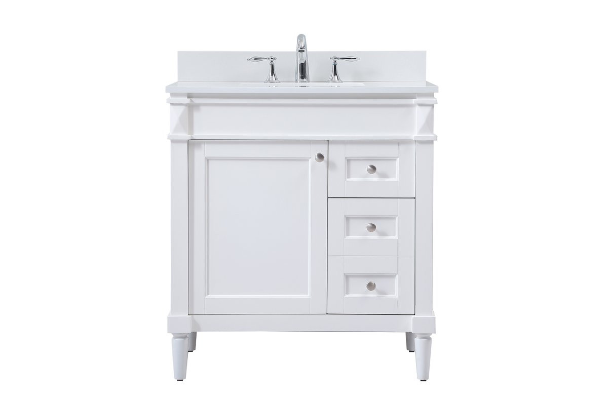 Elegant Decor VF31832WH-BS 32 inch single bathroom vanity in white with backsplash