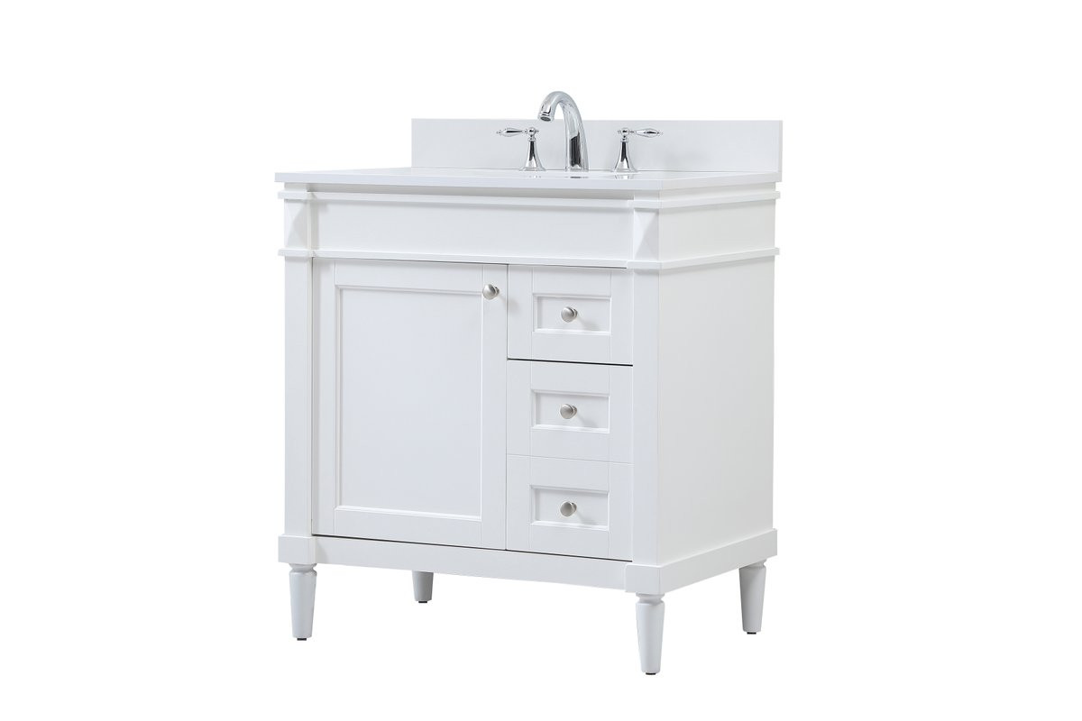 Elegant Decor VF31832WH-BS 32 inch single bathroom vanity in white with backsplash