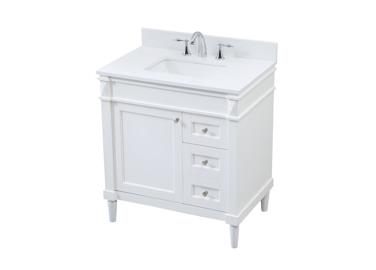Elegant Decor VF31832WH-BS 32 inch single bathroom vanity in white with backsplash