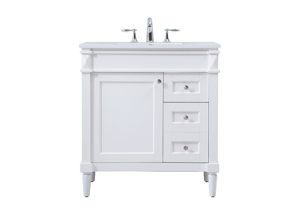 Elegant Decor VF31832WH 32 inch single bathroom vanity in white Elegant Decor VF31832WH 32 inch single bathroom vanity in white