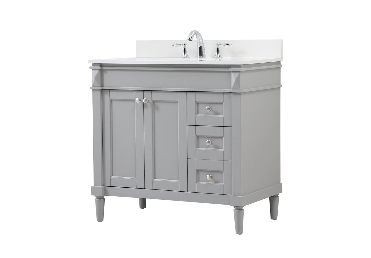 Elegant Decor VF31836GR-BS 36 inch single bathroom vanity in grey with backsplash