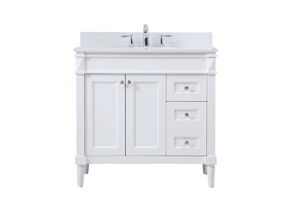 Elegant Decor VF31836WH-BS 36 inch single bathroom vanity in white with backsplash