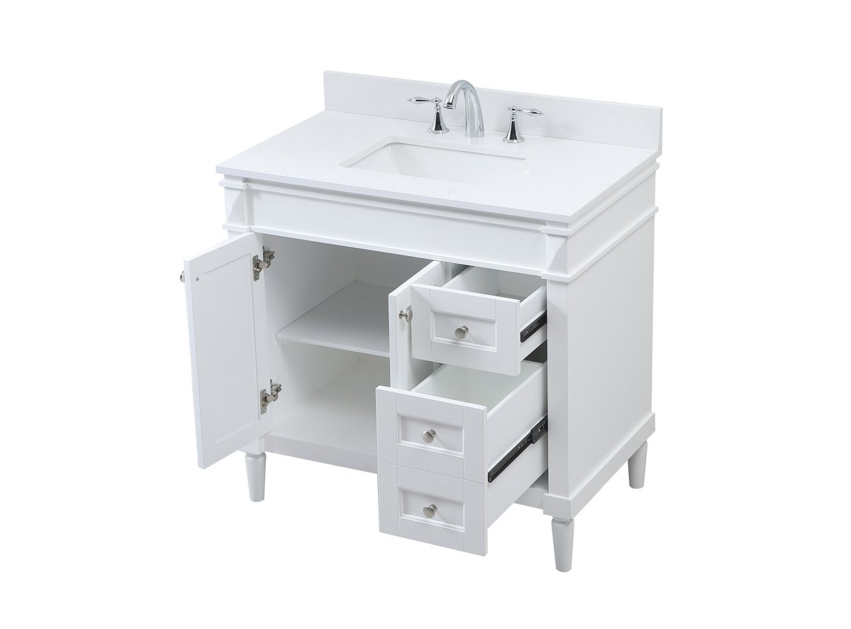 Elegant Decor VF31836WH-BS 36 inch single bathroom vanity in white with backsplash