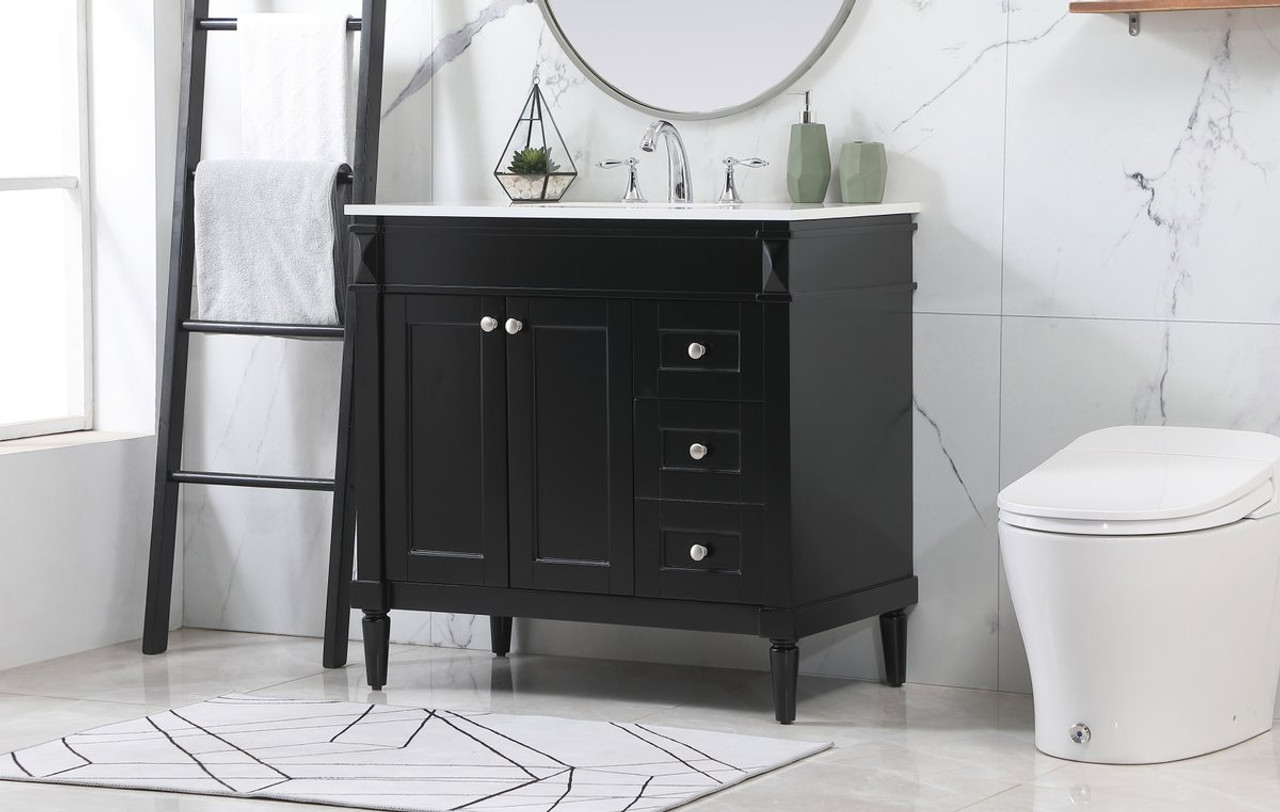 Elegant Decor VF31836BK 36 inch single bathroom vanity in black Elegant Decor VF31836BK 36 inch single bathroom vanity in black