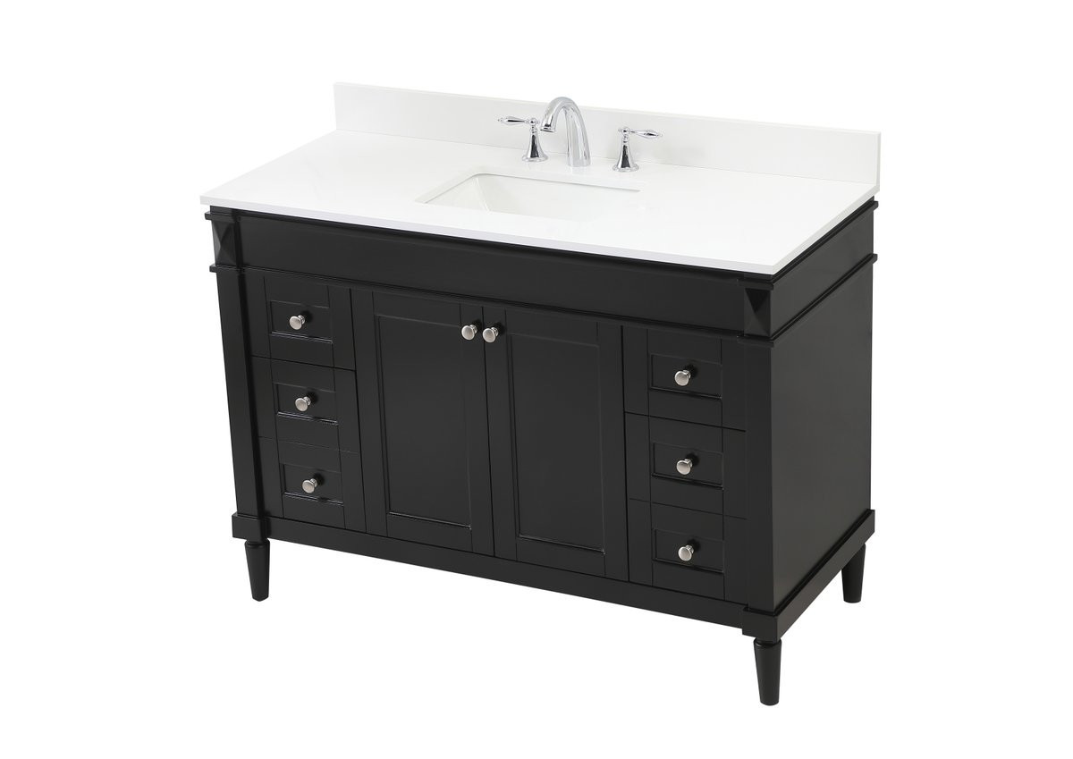 Elegant Decor VF31848BK-BS 48 inch single bathroom vanity in black with backsplash