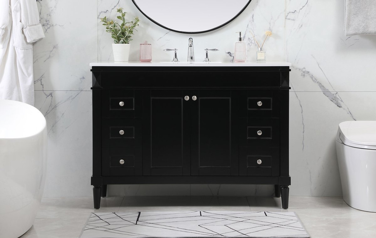 Elegant Decor VF31848BK 48 inch single bathroom vanity in black Elegant Decor VF31848BK 48 inch single bathroom vanity in black