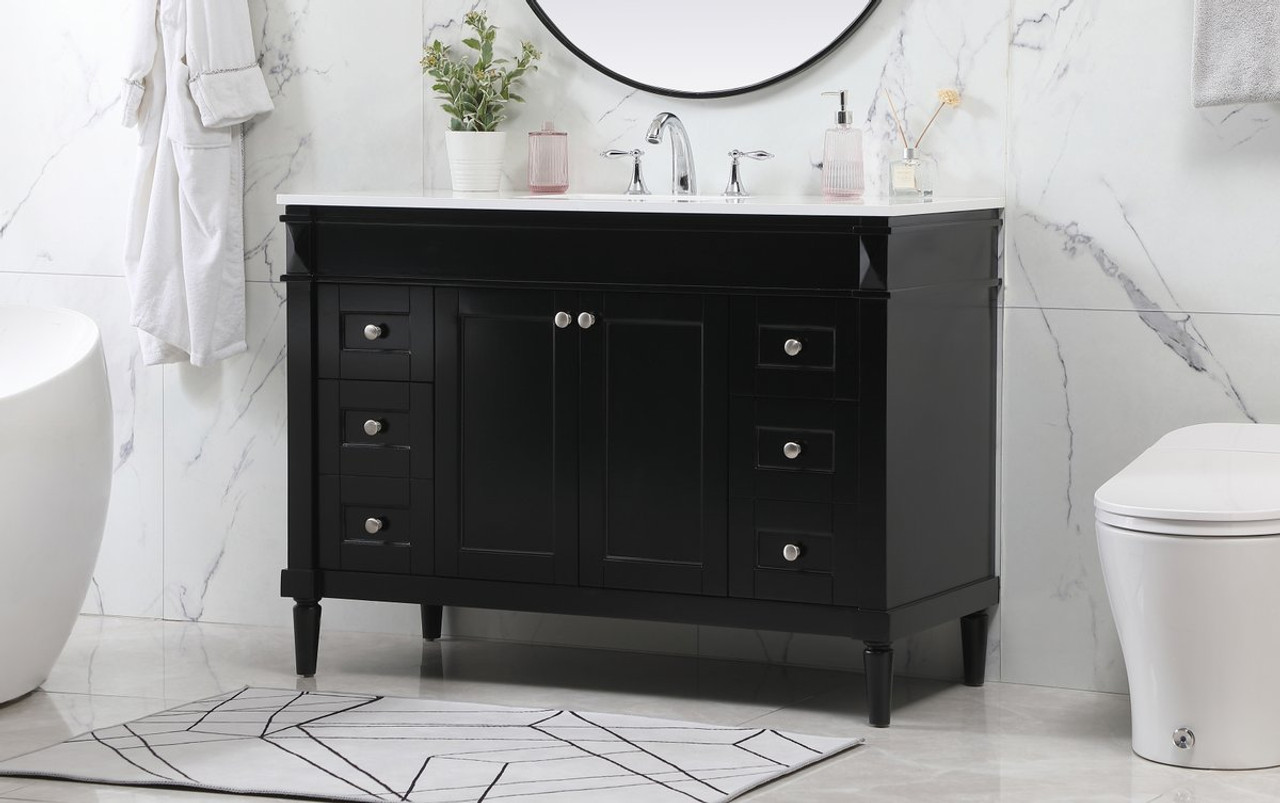 Elegant Decor VF31848BK 48 inch single bathroom vanity in black Elegant Decor VF31848BK 48 inch single bathroom vanity in black