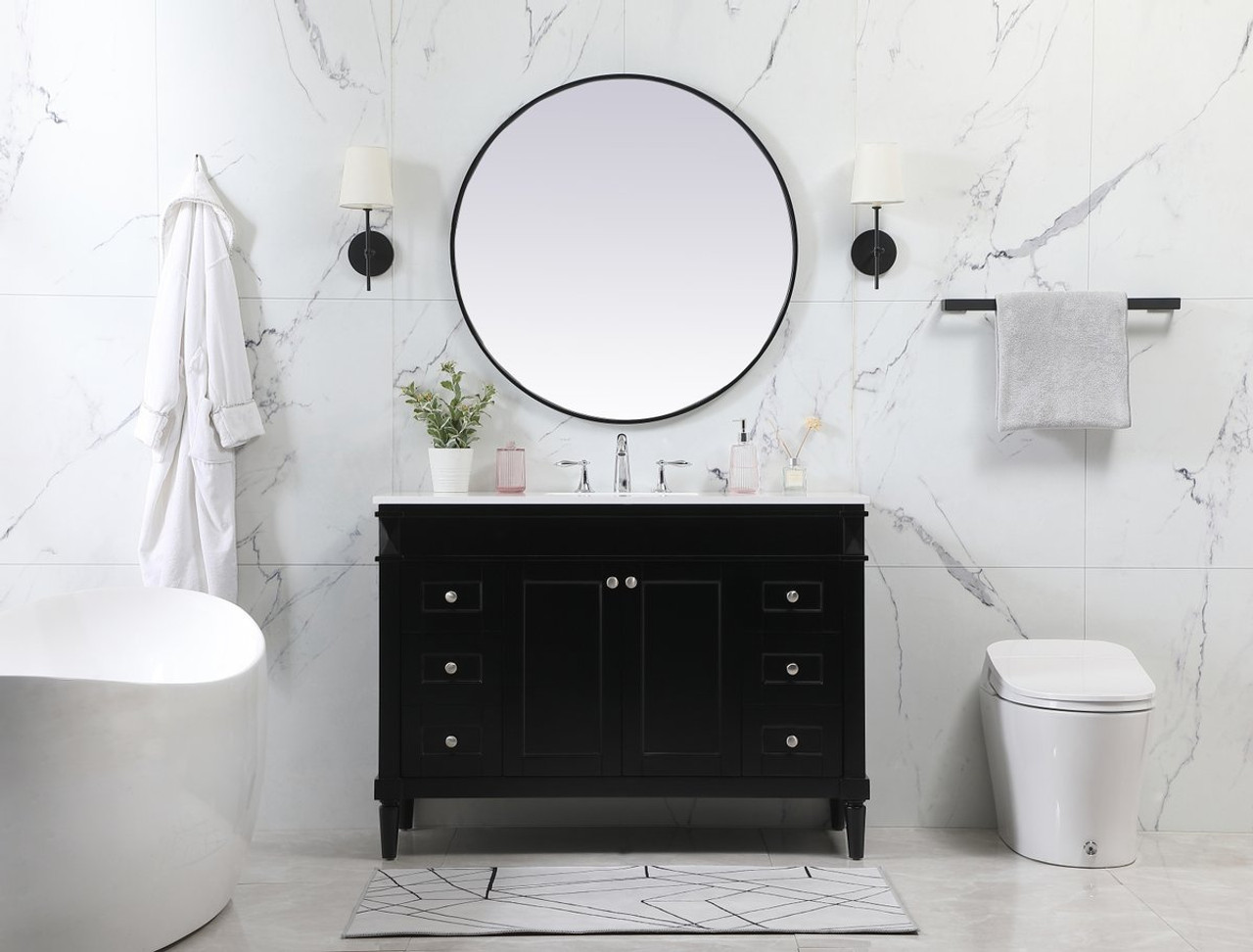 Elegant Decor VF31848BK 48 inch single bathroom vanity in black Elegant Decor VF31848BK 48 inch single bathroom vanity in black