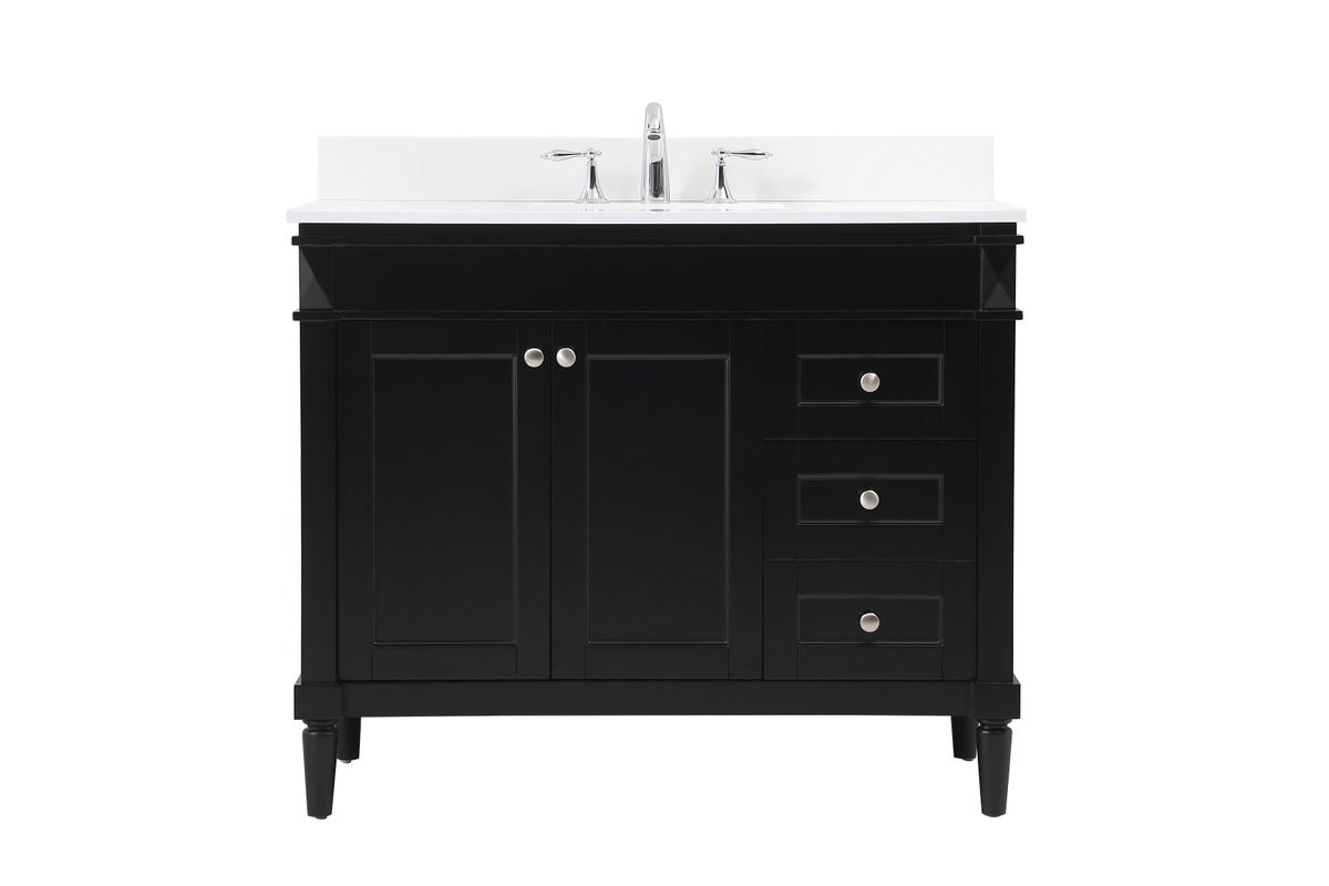 Elegant Decor VF31842BK-BS 42 inch single bathroom vanity in black with backsplash