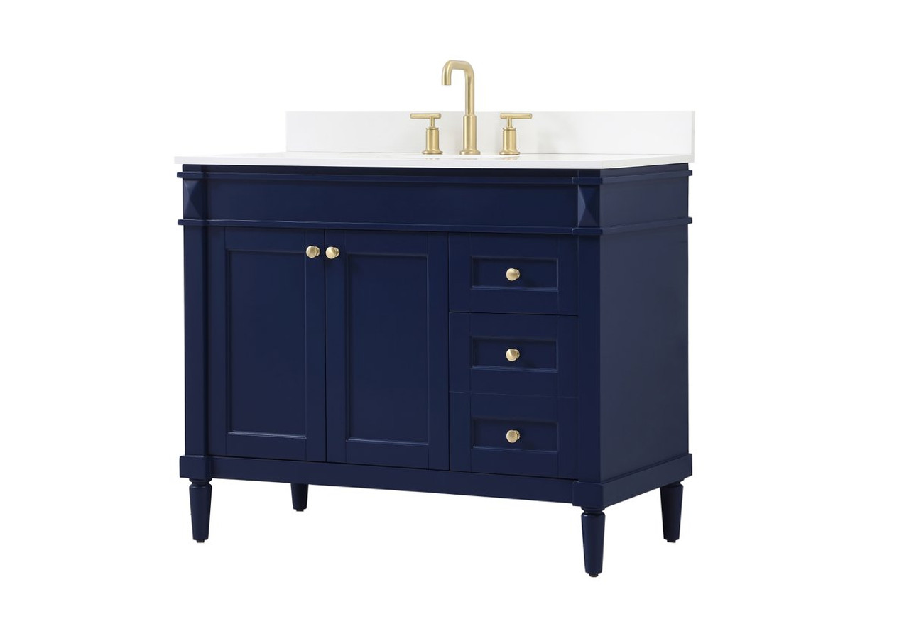 Elegant Decor VF31842BL-BS 42 inch single bathroom vanity in blue with backsplash